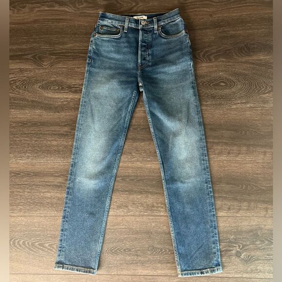 Re/Done 90s High-Rise Ankle Crop in Dark Crystal Blue Wash. Size 26. NWT! - Picture 3 of 15